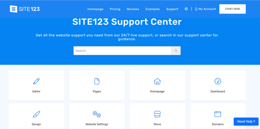 SITE123 Customer Support Center